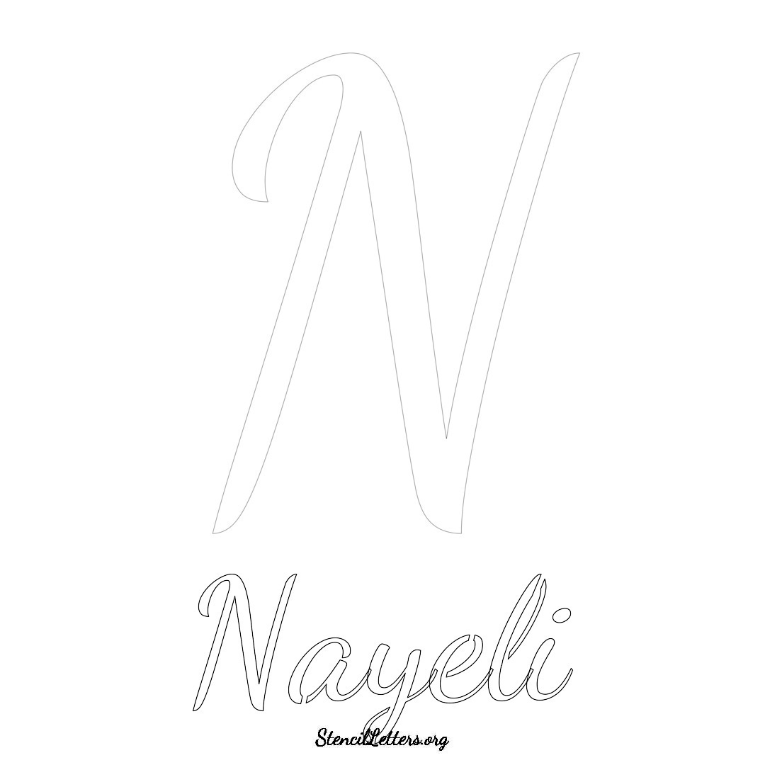 Nayeli printable name initial stencil in Cursive Script Lettering