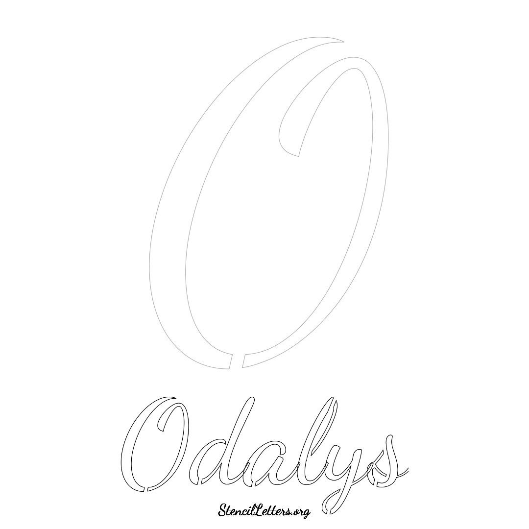 Odalys printable name initial stencil in Cursive Script Lettering