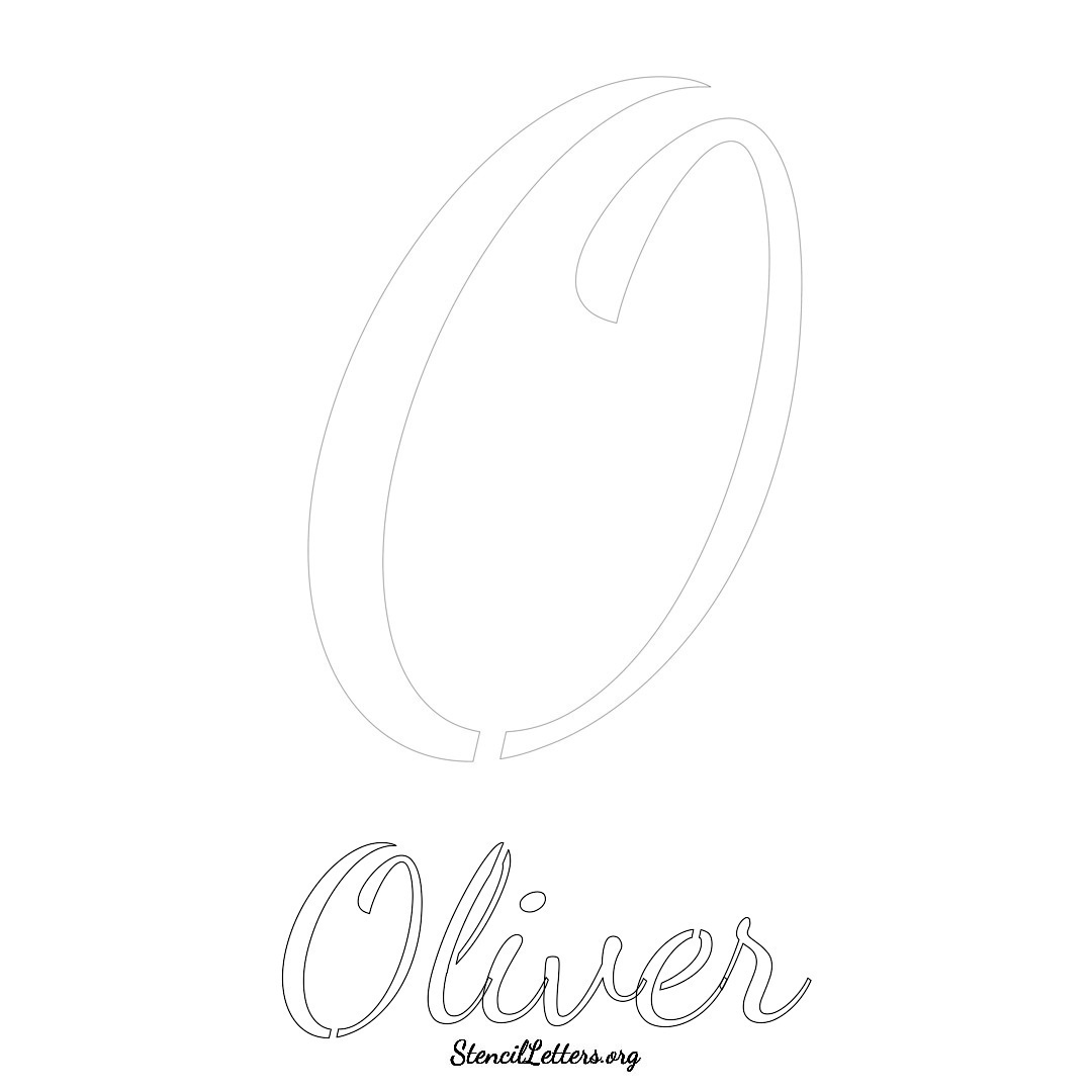 Oliver printable name initial stencil in Cursive Script Lettering