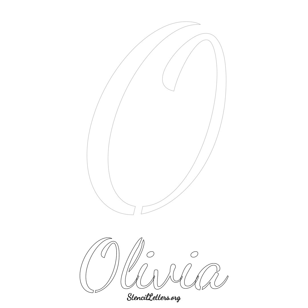 Olivia printable name initial stencil in Cursive Script Lettering