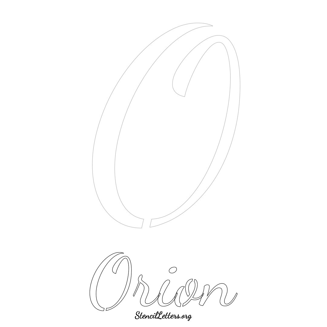 Orion printable name initial stencil in Cursive Script Lettering