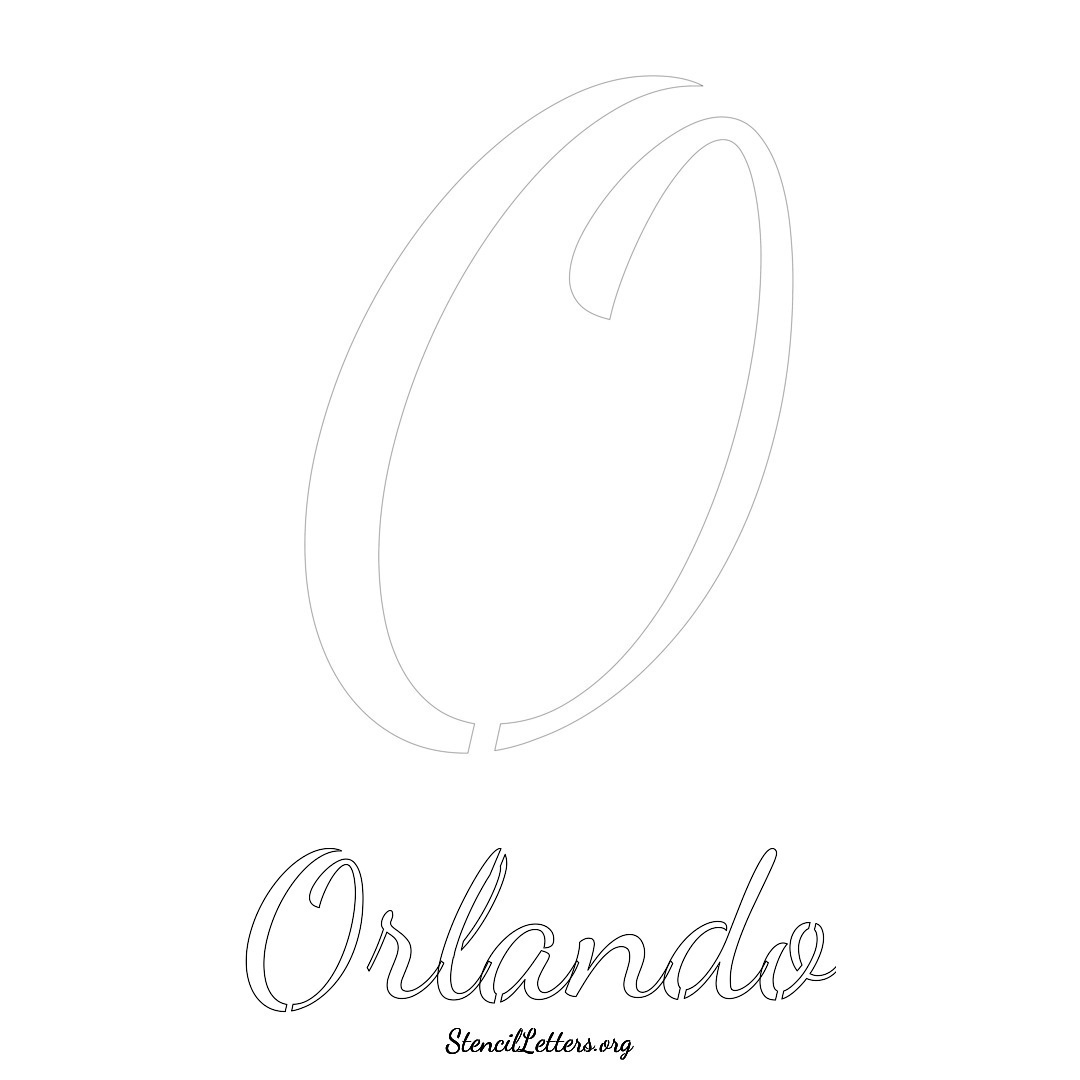 Orlando printable name initial stencil in Cursive Script Lettering