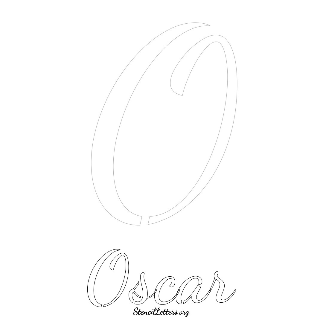 Oscar printable name initial stencil in Cursive Script Lettering