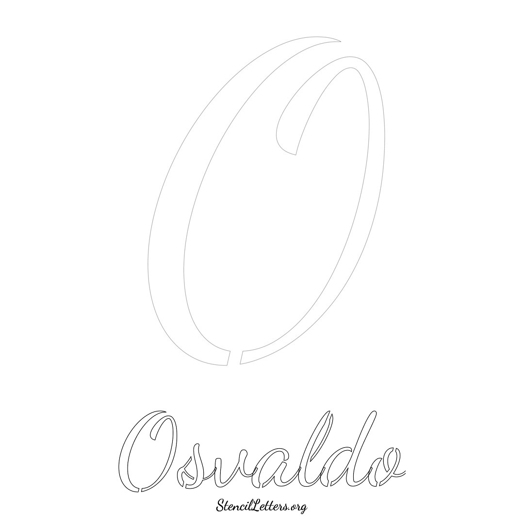 Osvaldo printable name initial stencil in Cursive Script Lettering