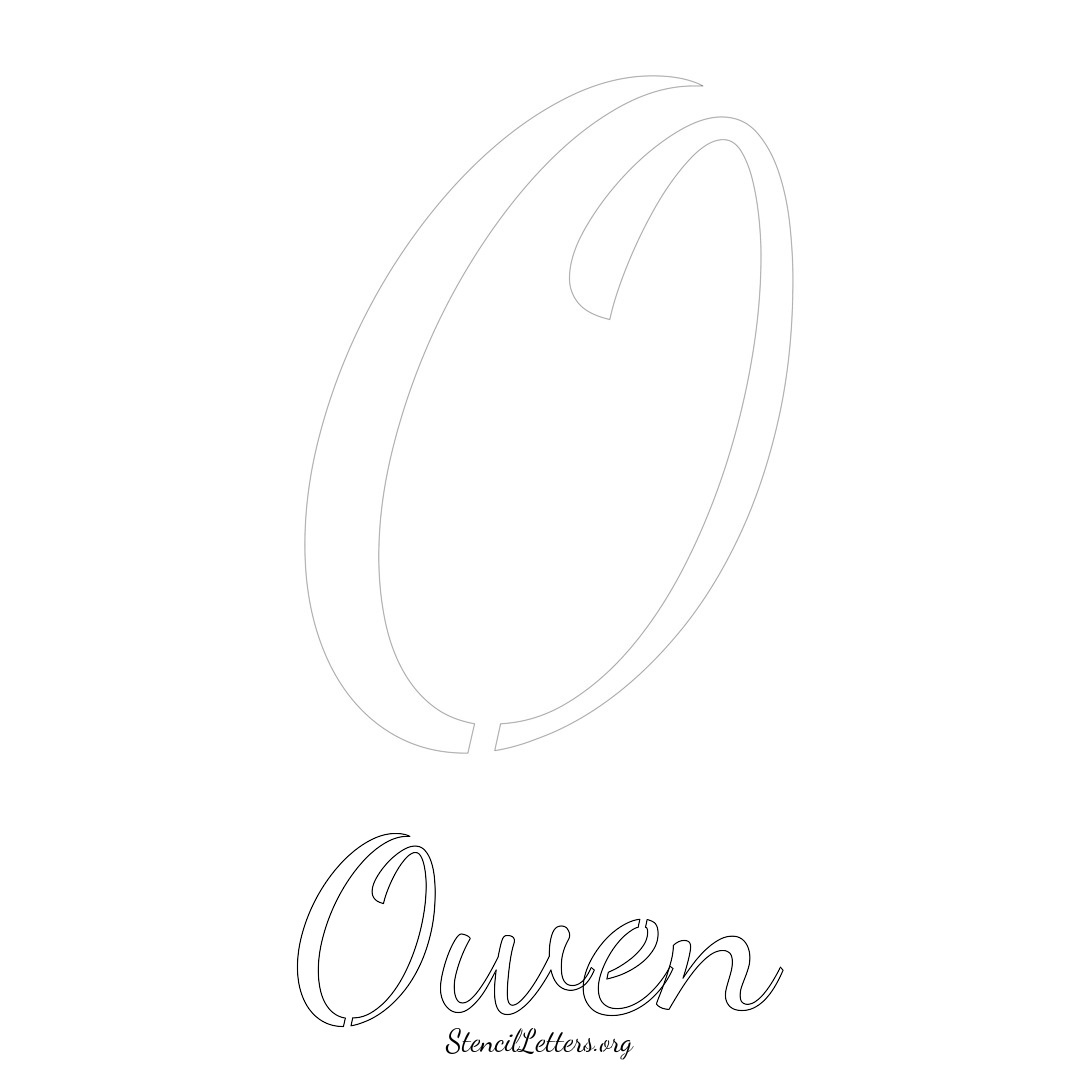 Owen printable name initial stencil in Cursive Script Lettering