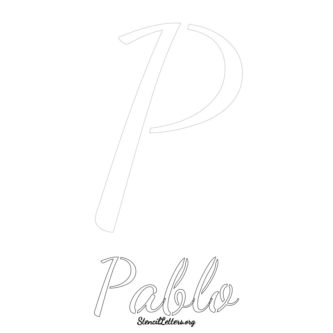 Pablo printable name initial stencil in Cursive Script Lettering