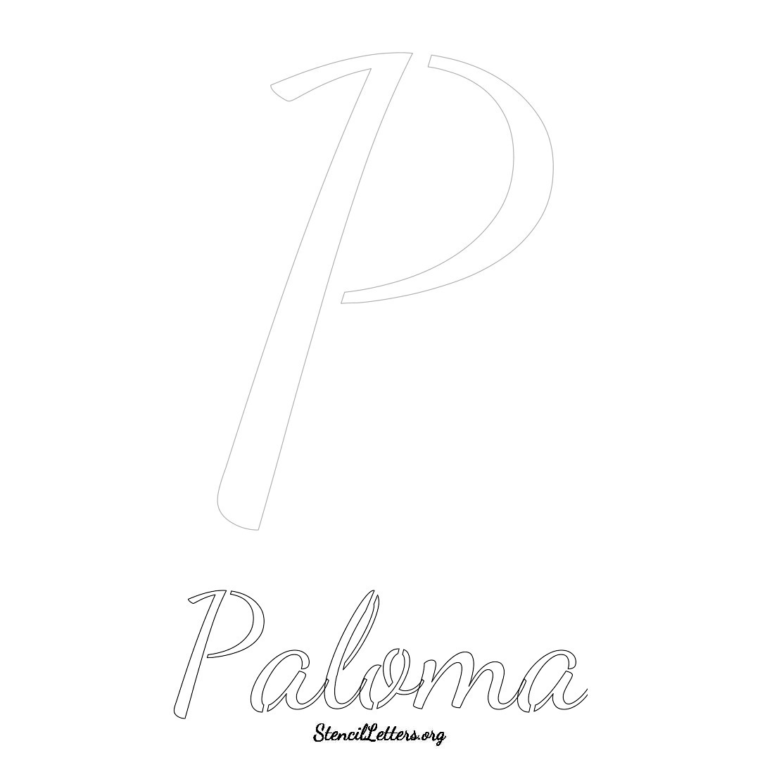 Paloma printable name initial stencil in Cursive Script Lettering