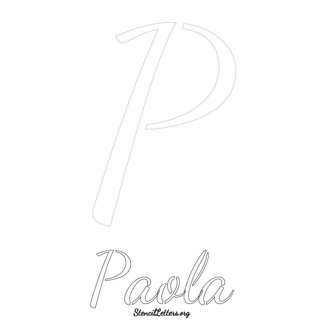 Paola printable name initial stencil in Cursive Script Lettering