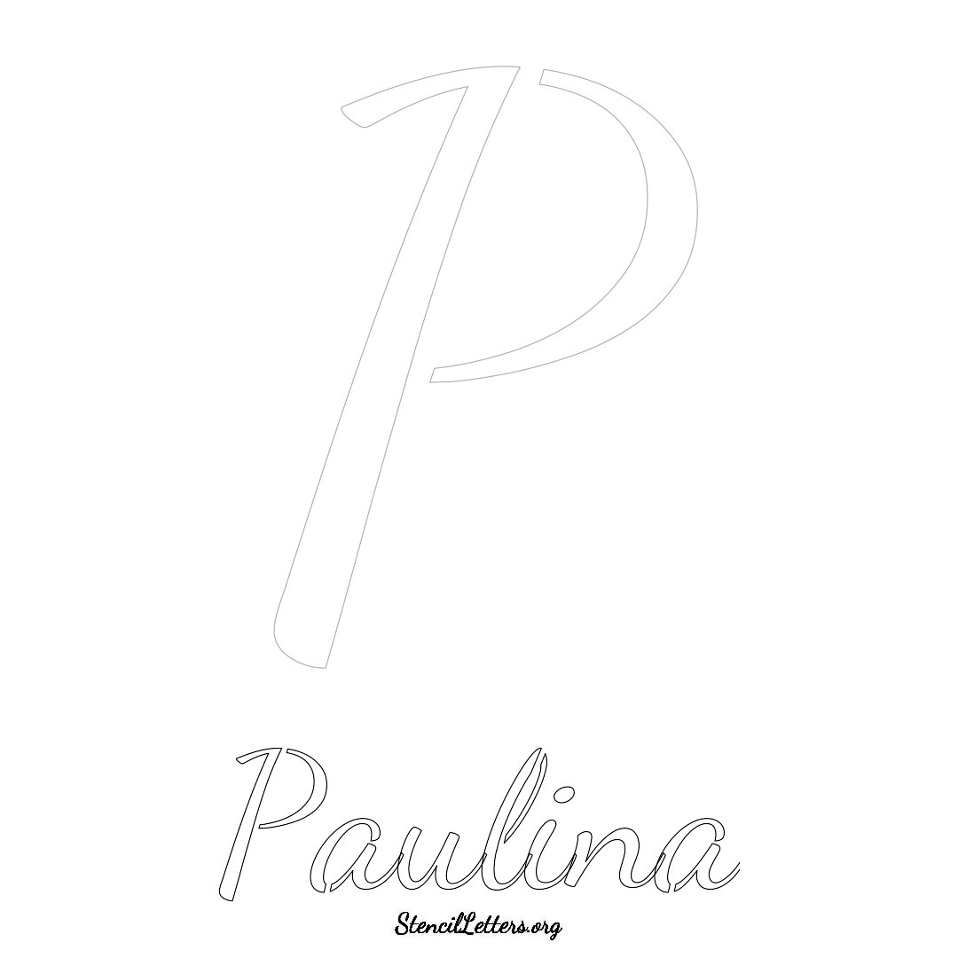Paulina printable name initial stencil in Cursive Script Lettering