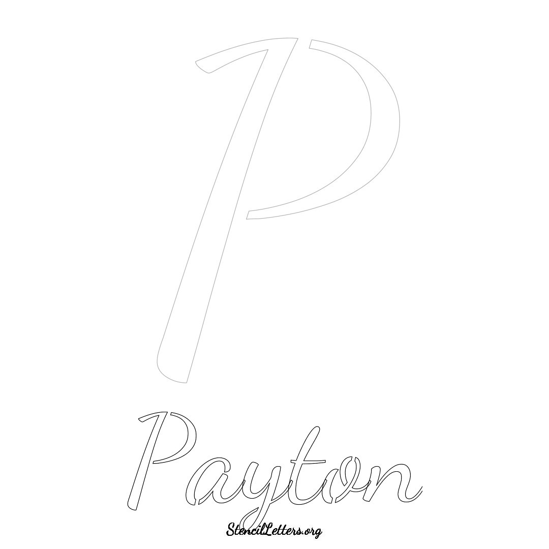 Payton printable name initial stencil in Cursive Script Lettering