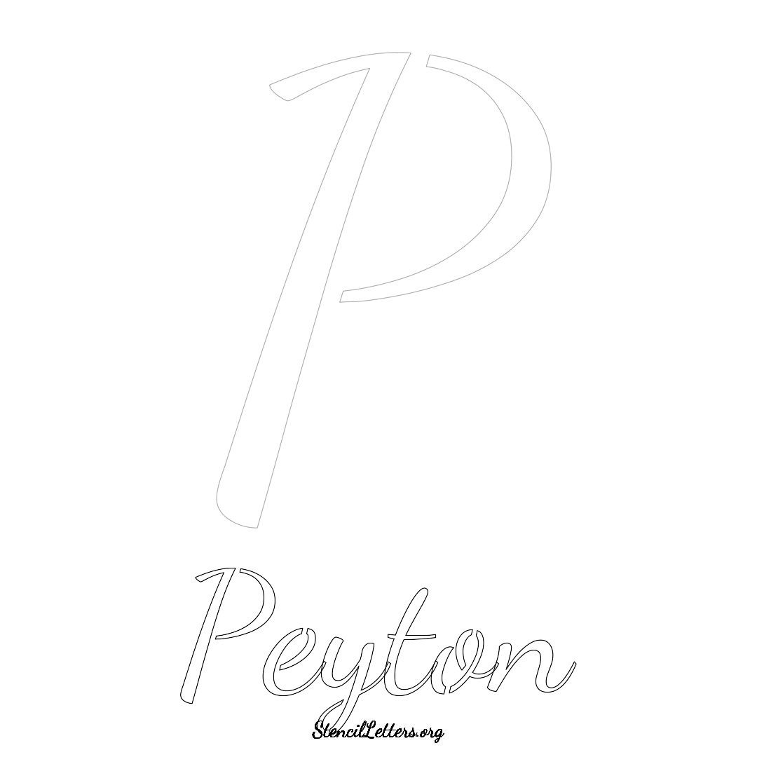 Peyton printable name initial stencil in Cursive Script Lettering