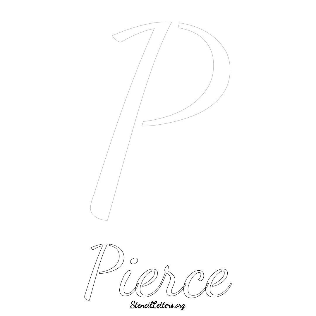 Pierce printable name initial stencil in Cursive Script Lettering