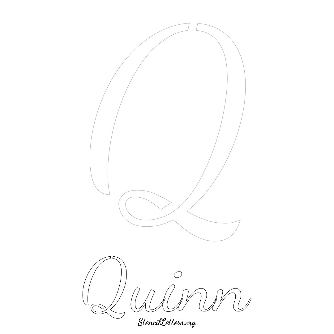 Quinn printable name initial stencil in Cursive Script Lettering