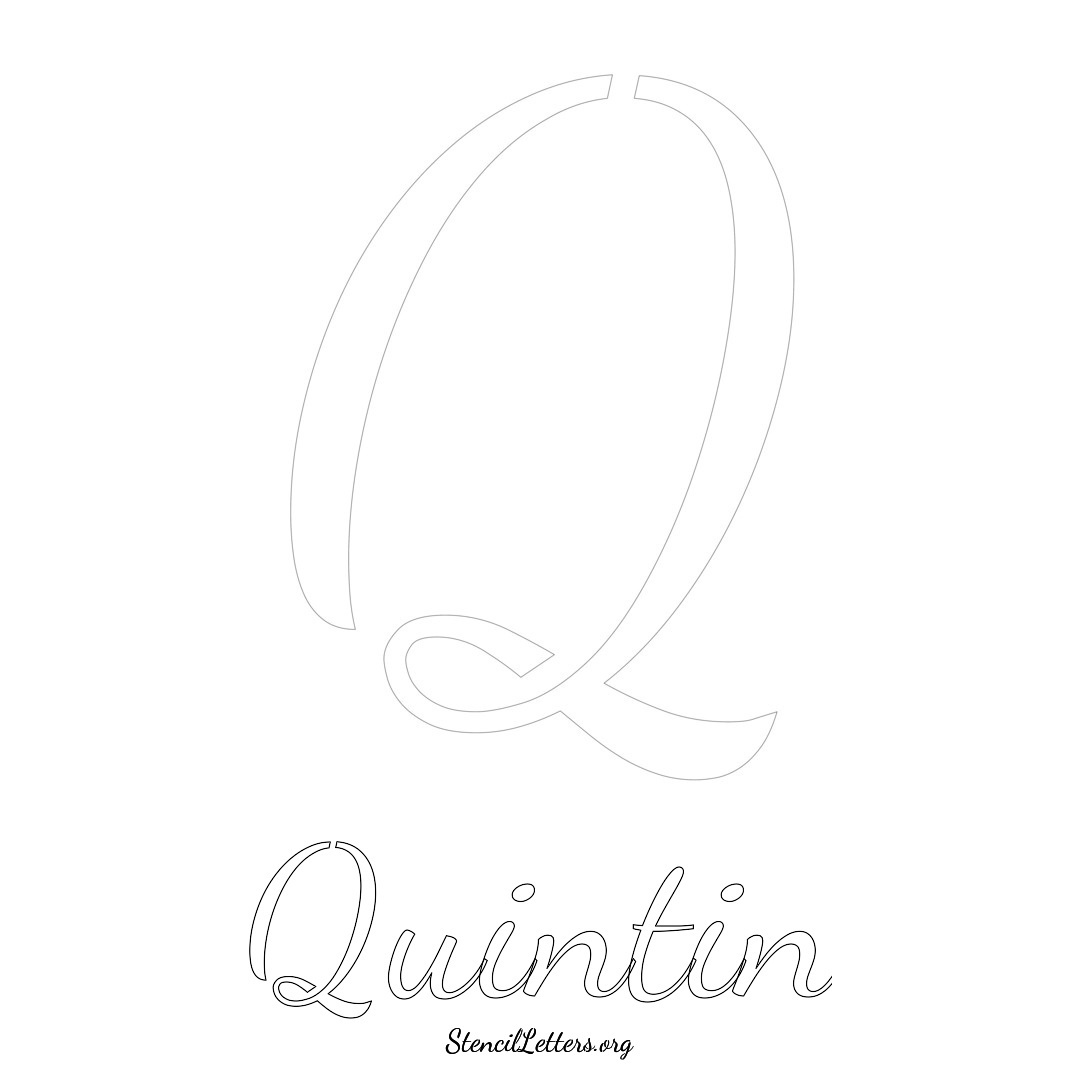 Quintin printable name initial stencil in Cursive Script Lettering