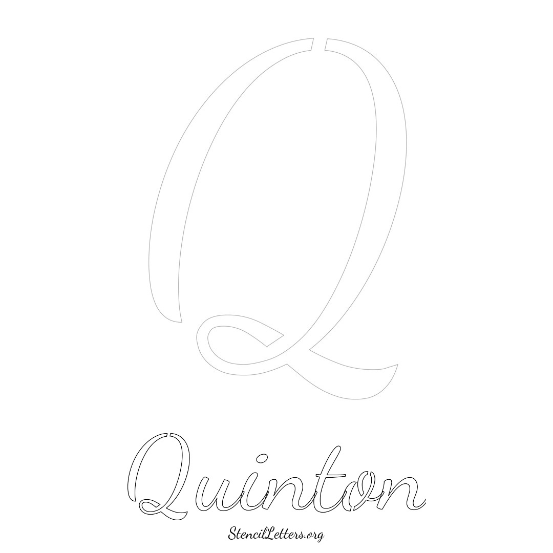 Quinton printable name initial stencil in Cursive Script Lettering