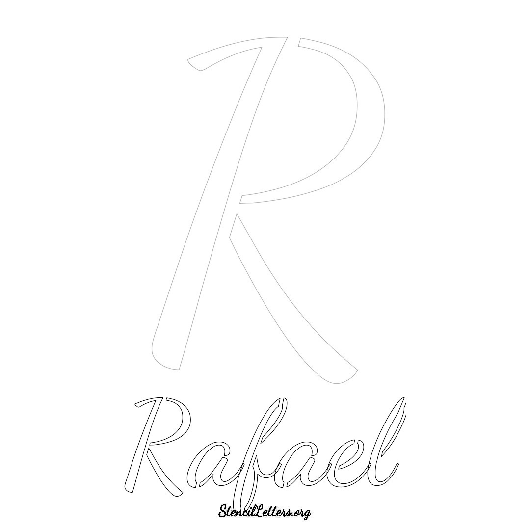 Rafael printable name initial stencil in Cursive Script Lettering