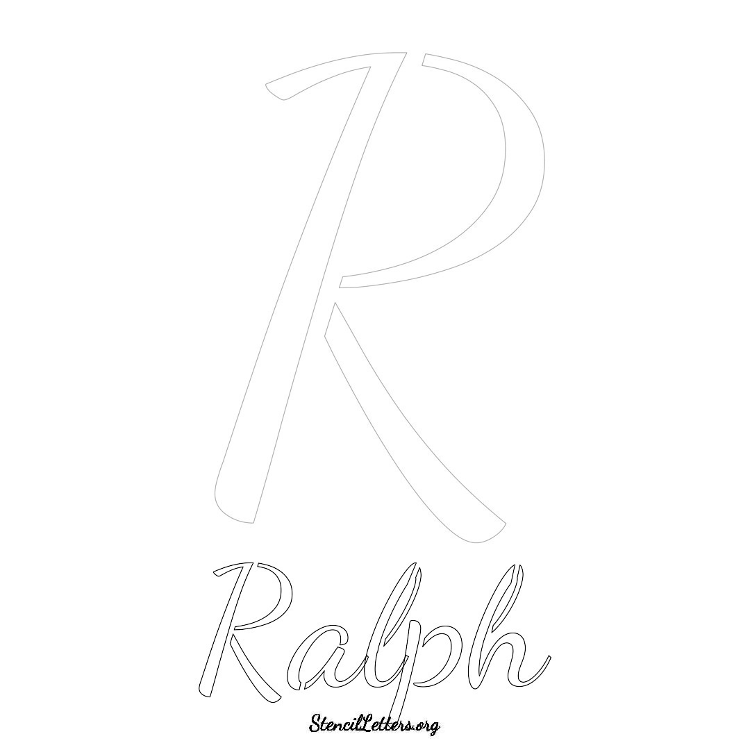 Ralph printable name initial stencil in Cursive Script Lettering