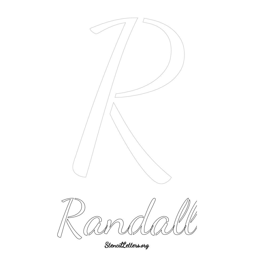 Randall printable name initial stencil in Cursive Script Lettering