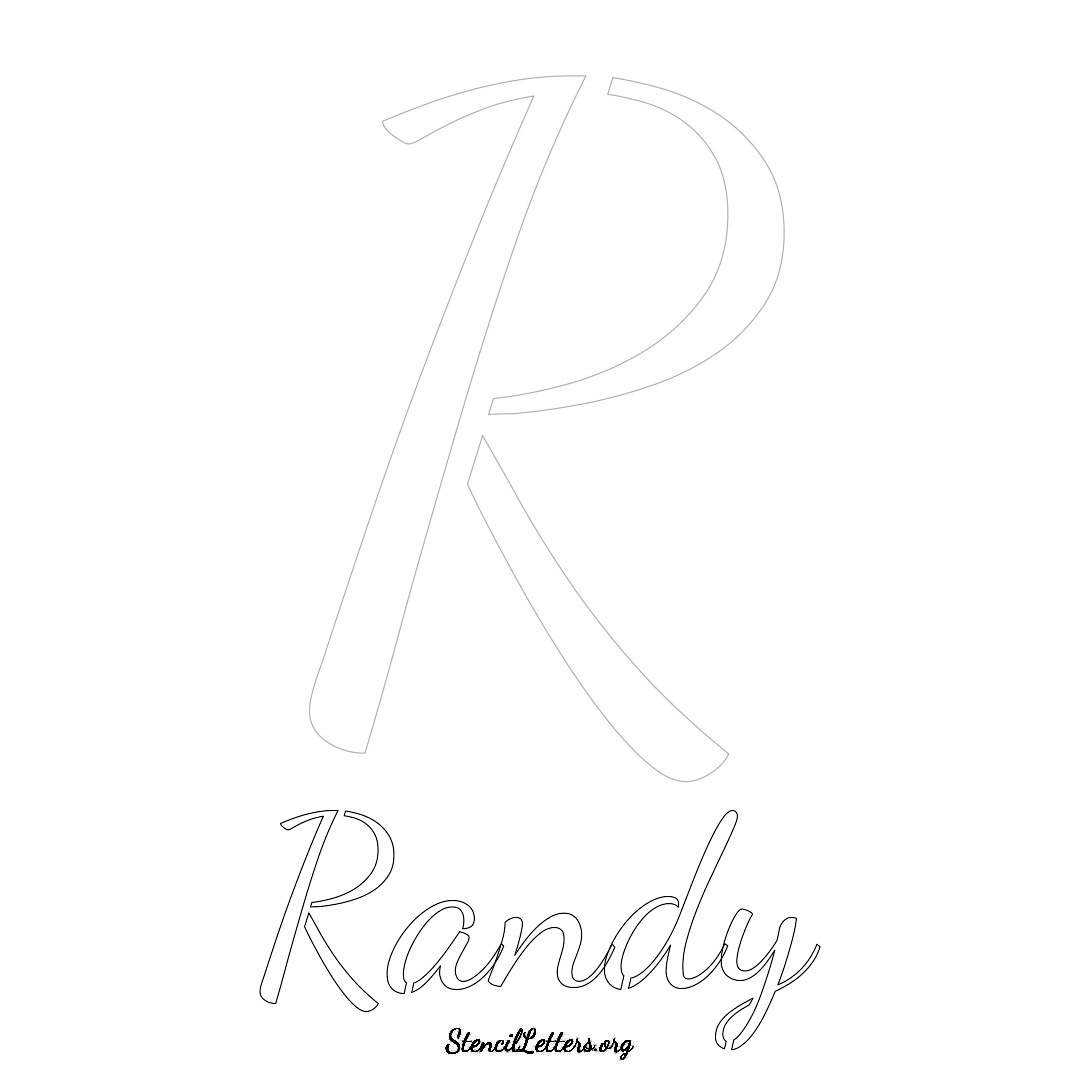 Randy printable name initial stencil in Cursive Script Lettering
