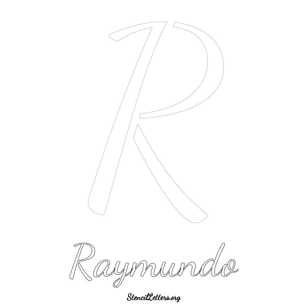 Raymundo printable name initial stencil in Cursive Script Lettering