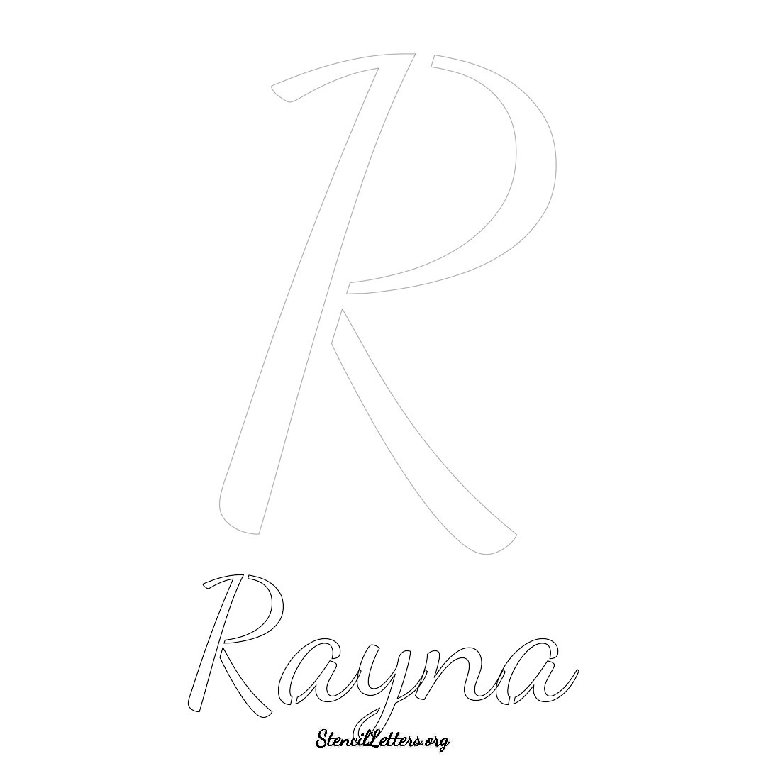 Rayna printable name initial stencil in Cursive Script Lettering