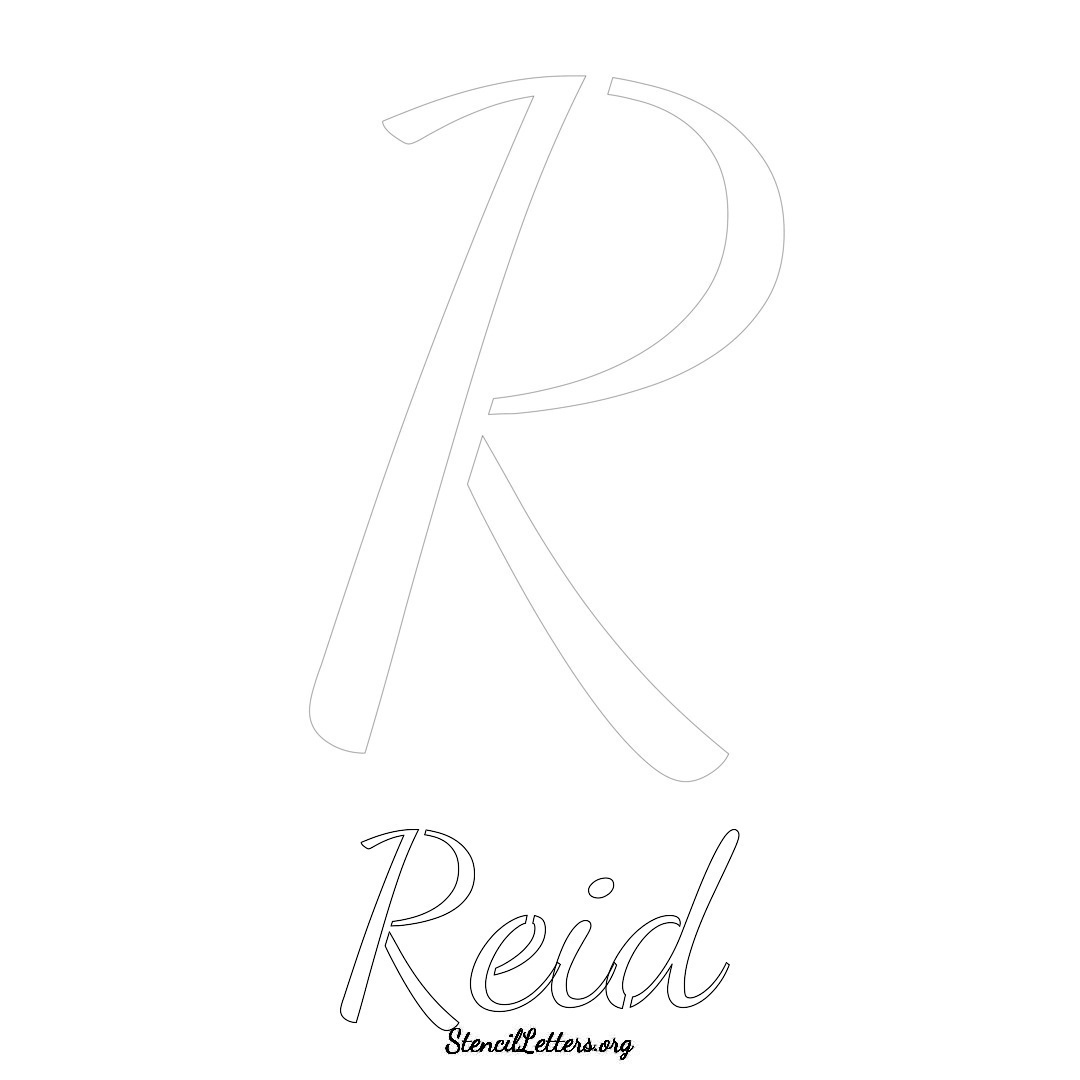 Reid printable name initial stencil in Cursive Script Lettering