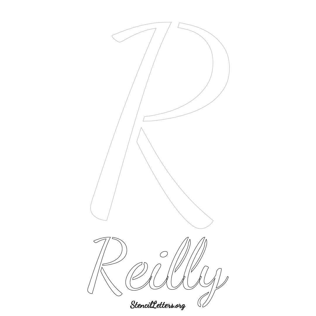 Reilly printable name initial stencil in Cursive Script Lettering