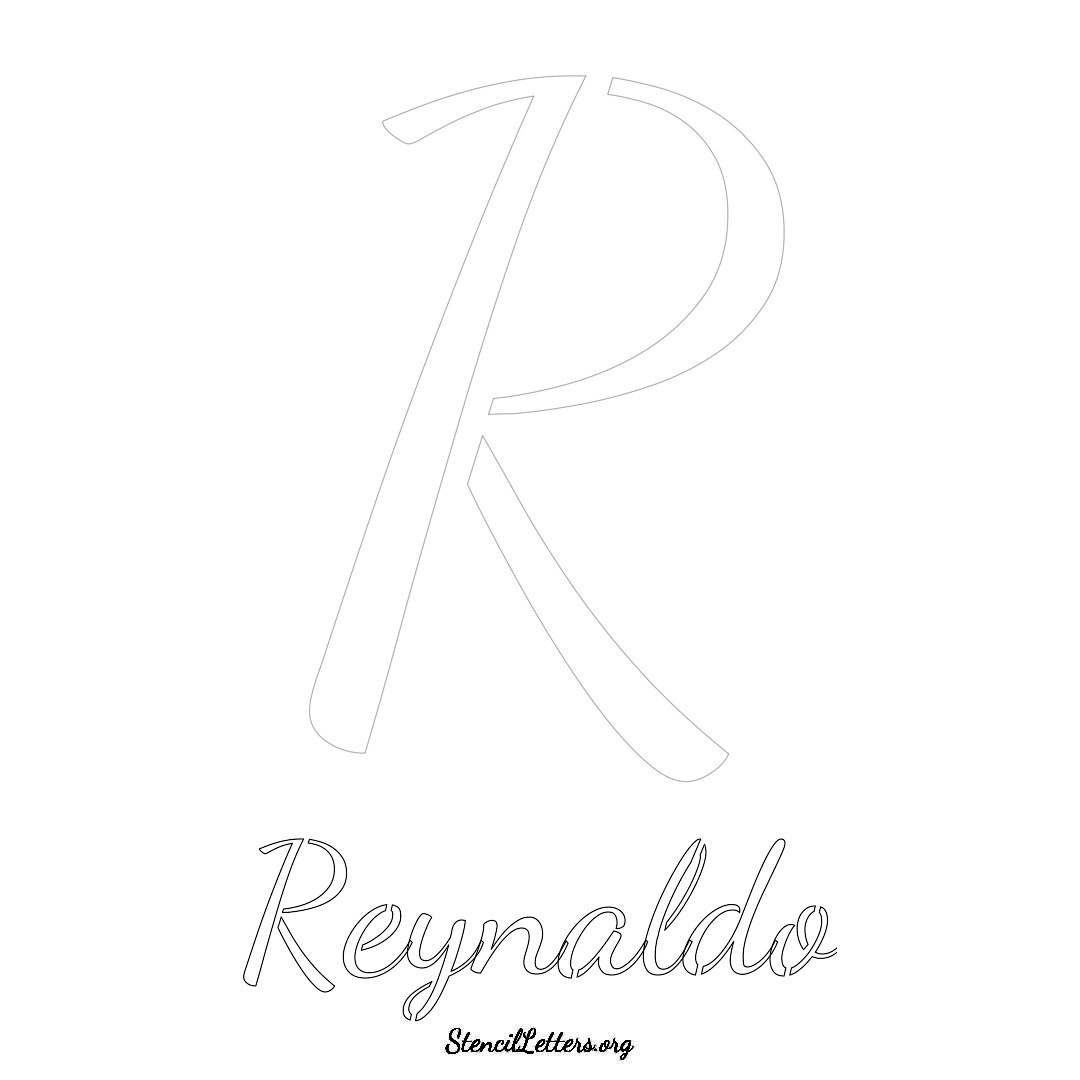 Reynaldo printable name initial stencil in Cursive Script Lettering