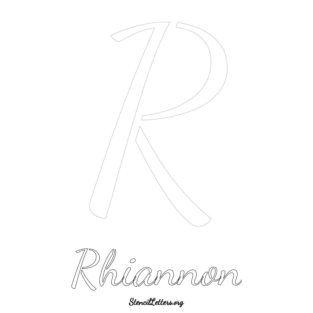 Rhiannon printable name initial stencil in Cursive Script Lettering