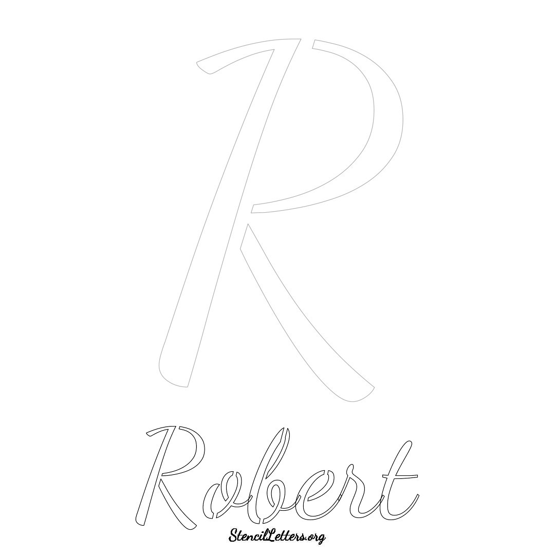 Robert printable name initial stencil in Cursive Script Lettering