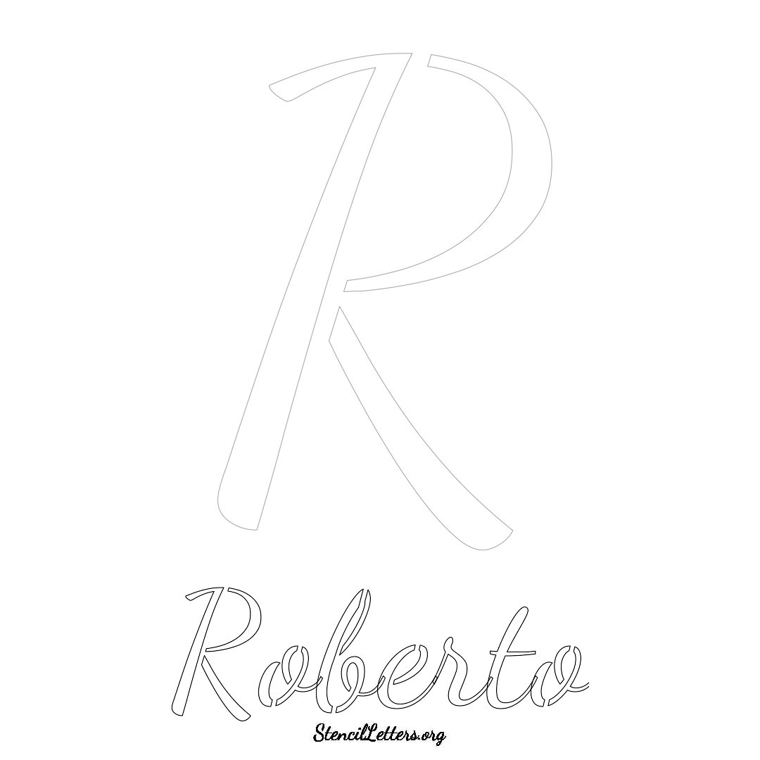 Roberto printable name initial stencil in Cursive Script Lettering