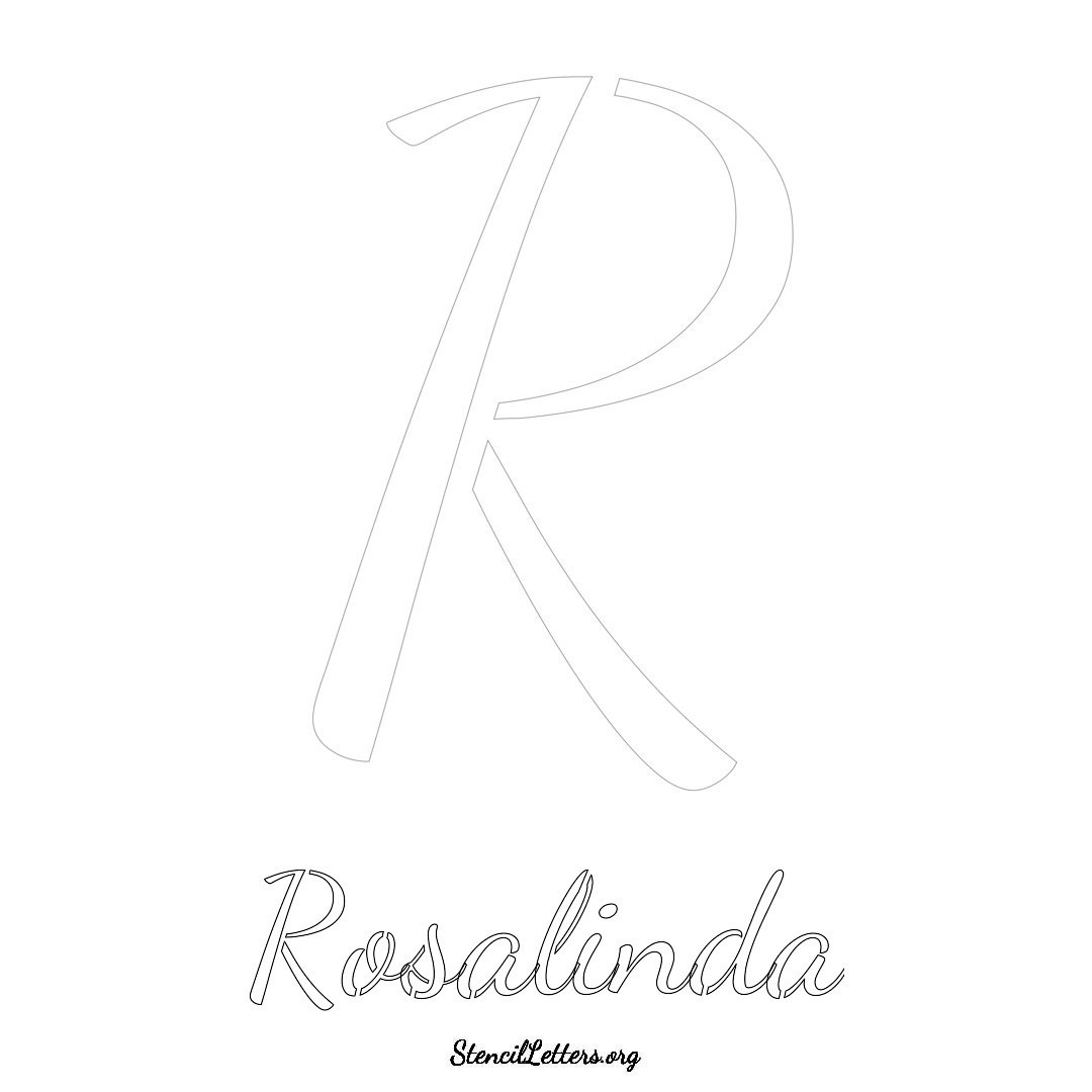 Rosalinda printable name initial stencil in Cursive Script Lettering