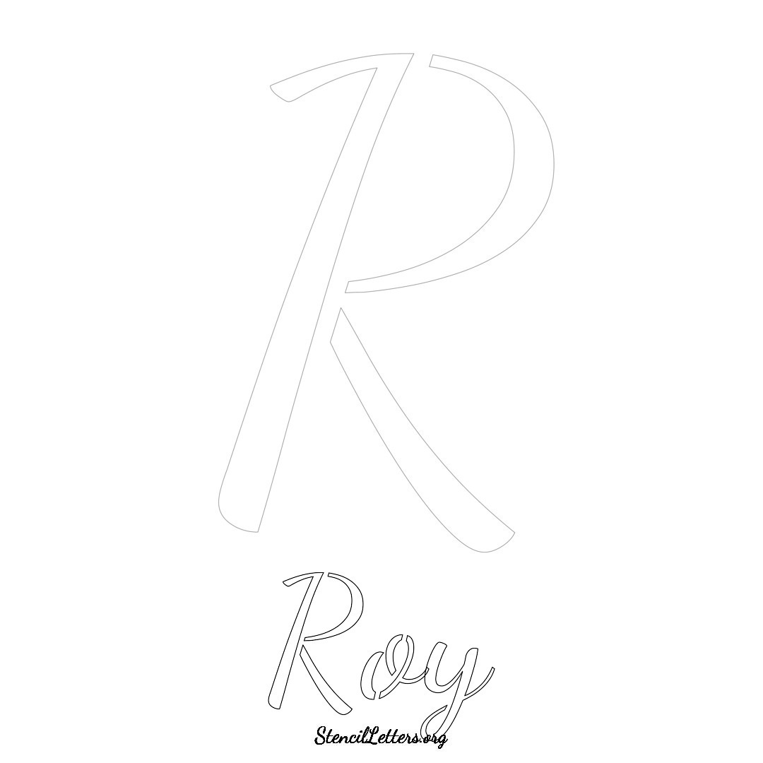 Roy printable name initial stencil in Cursive Script Lettering