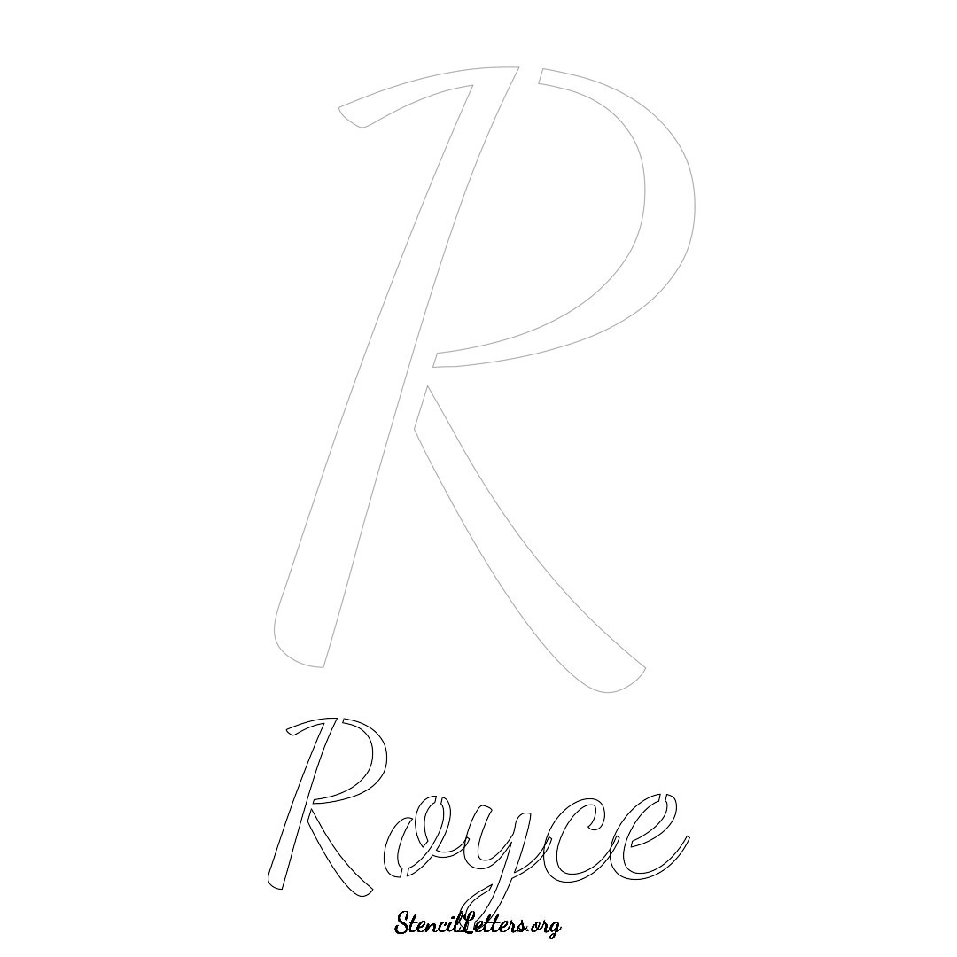 Royce printable name initial stencil in Cursive Script Lettering