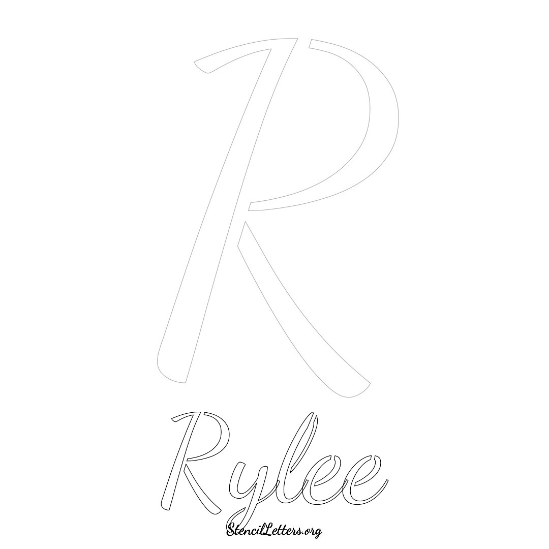 Rylee printable name initial stencil in Cursive Script Lettering