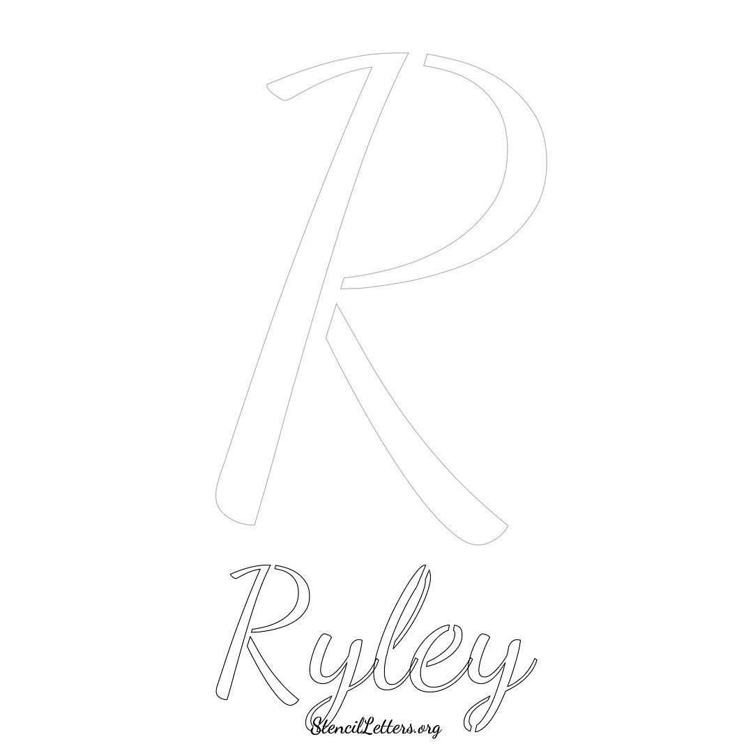 Ryley printable name initial stencil in Cursive Script Lettering