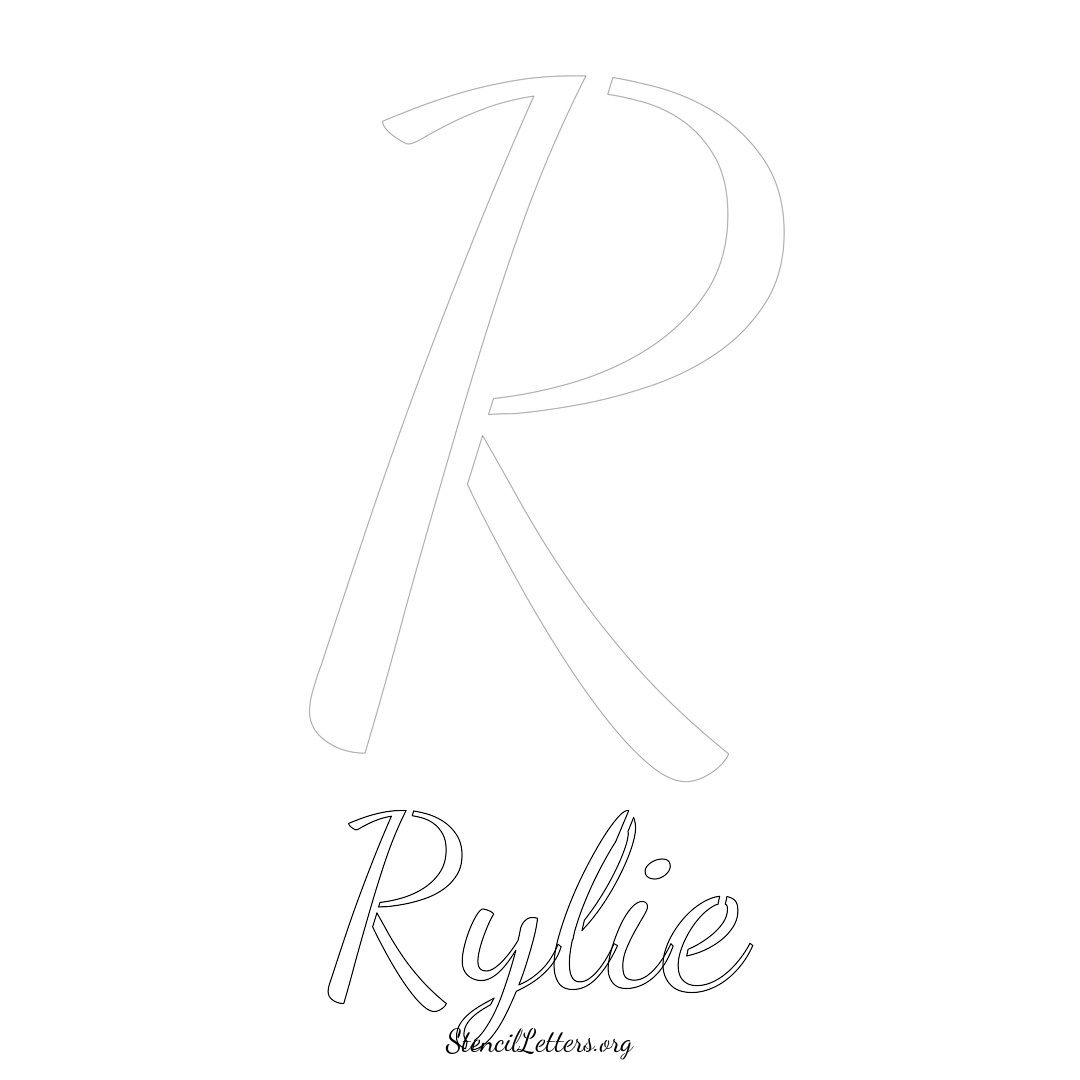 Rylie printable name initial stencil in Cursive Script Lettering