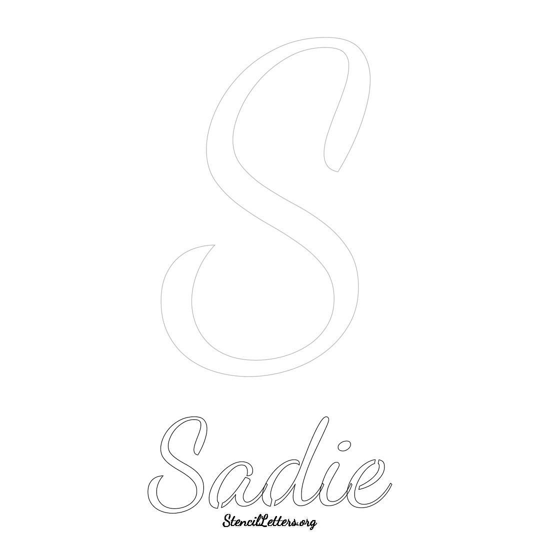 Sadie printable name initial stencil in Cursive Script Lettering