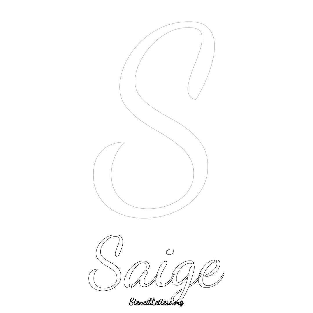 Saige printable name initial stencil in Cursive Script Lettering