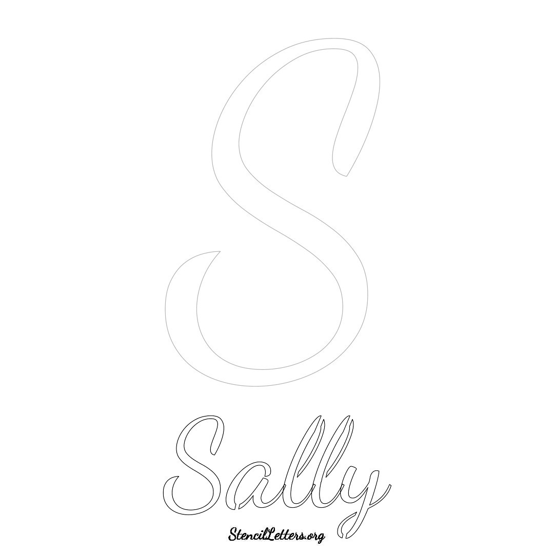 Sally printable name initial stencil in Cursive Script Lettering