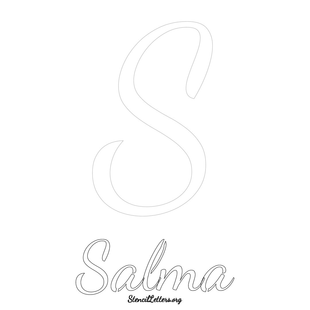 Salma printable name initial stencil in Cursive Script Lettering