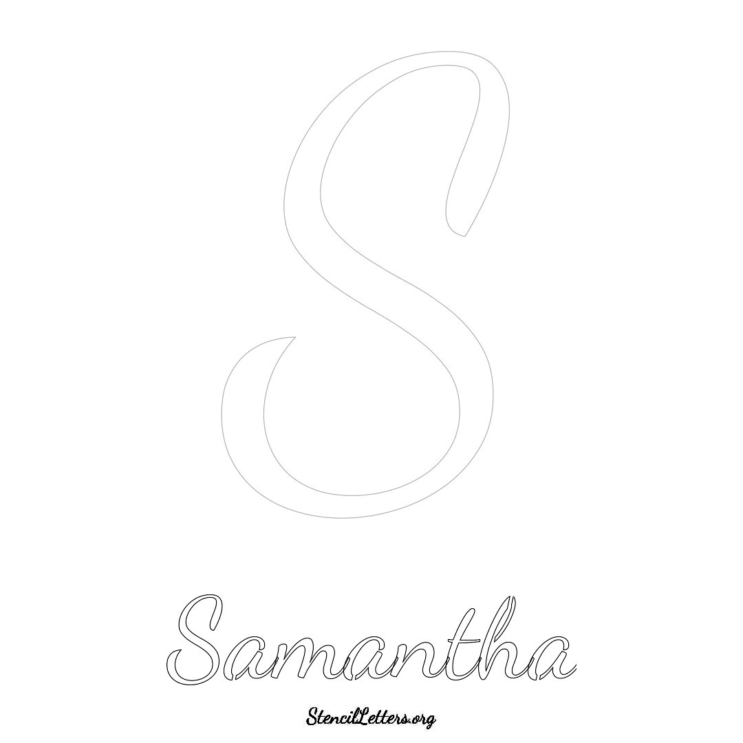 Samantha printable name initial stencil in Cursive Script Lettering