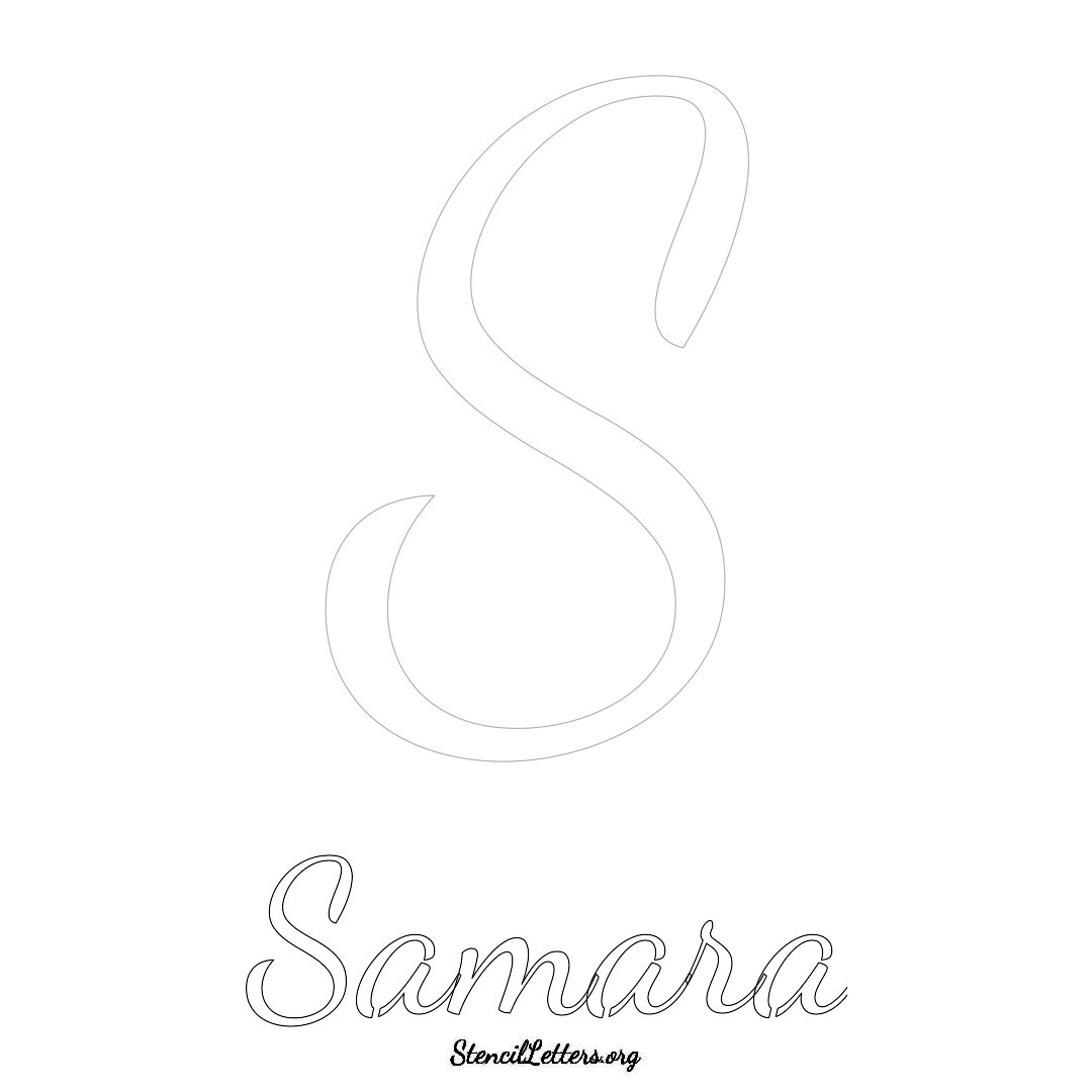 Samara printable name initial stencil in Cursive Script Lettering