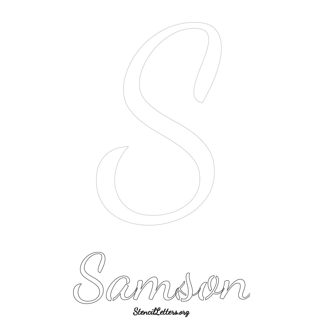 Samson printable name initial stencil in Cursive Script Lettering