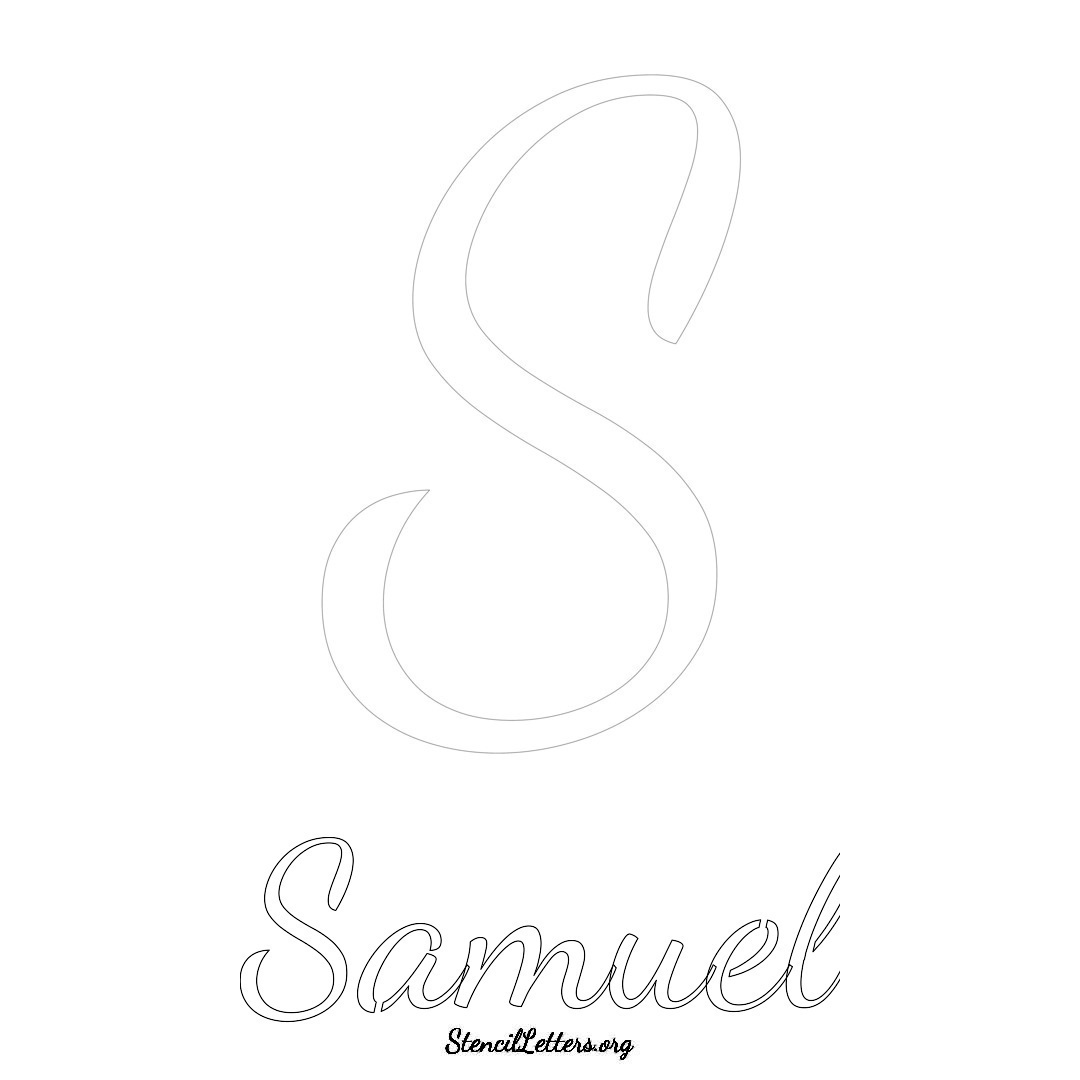 Samuel printable name initial stencil in Cursive Script Lettering