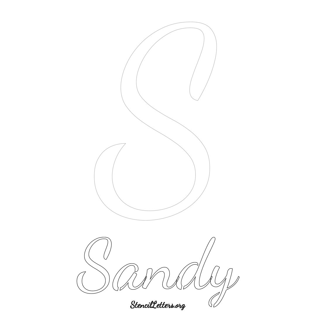 Sandy printable name initial stencil in Cursive Script Lettering