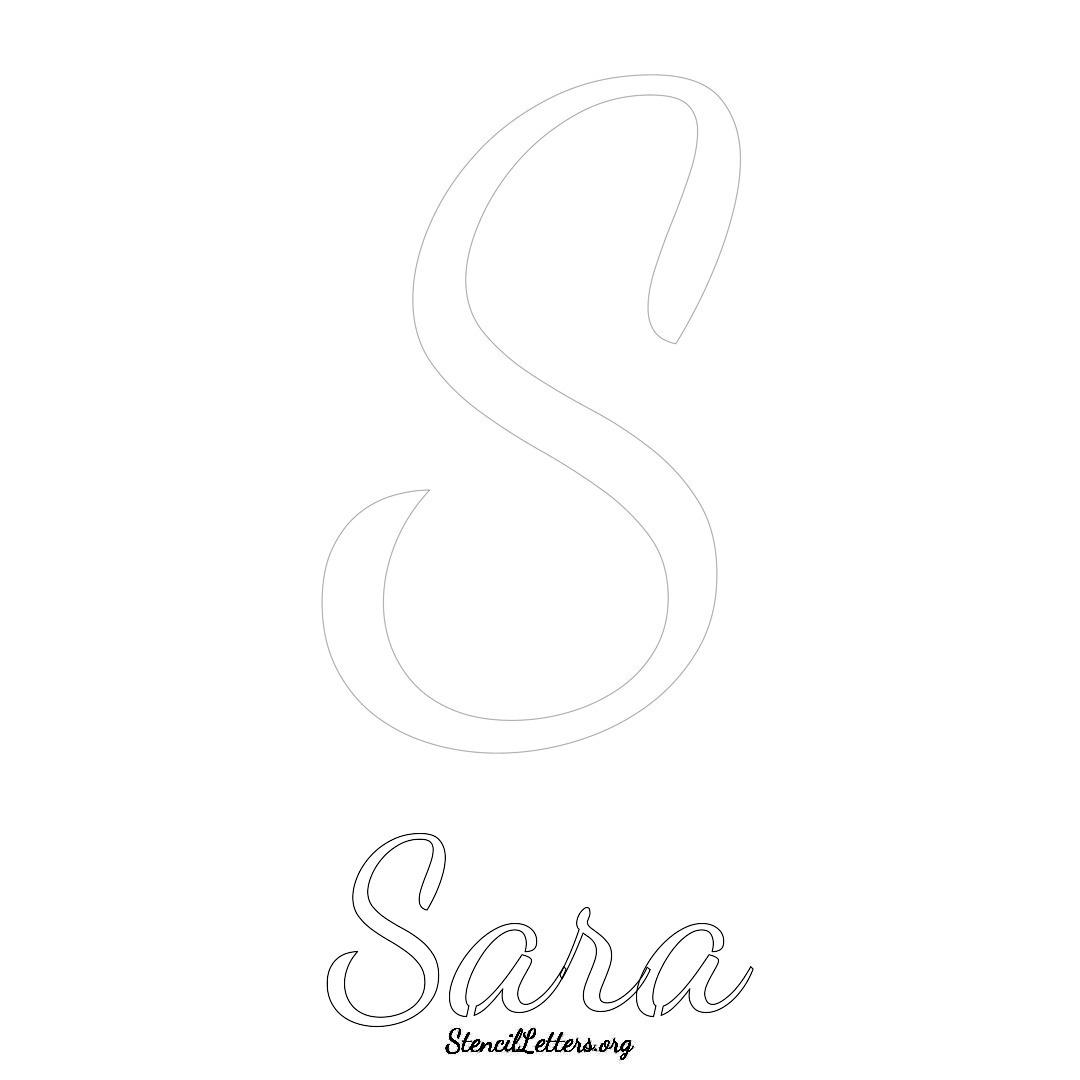 Sara printable name initial stencil in Cursive Script Lettering