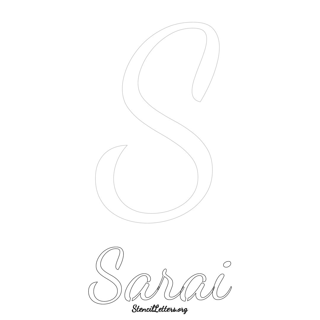 Sarai printable name initial stencil in Cursive Script Lettering