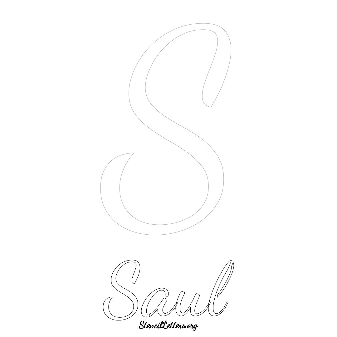 Saul printable name initial stencil in Cursive Script Lettering