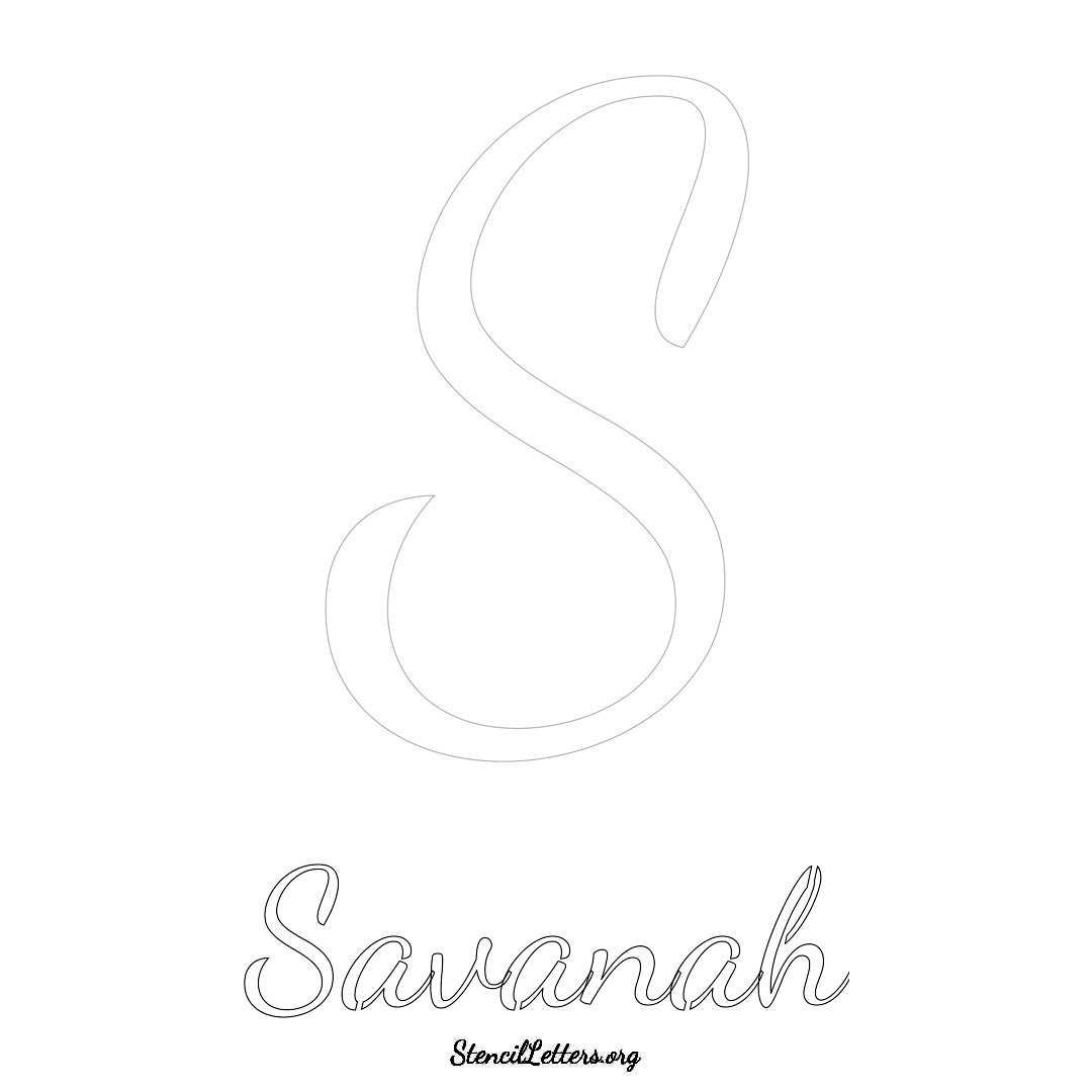 Savanah printable name initial stencil in Cursive Script Lettering